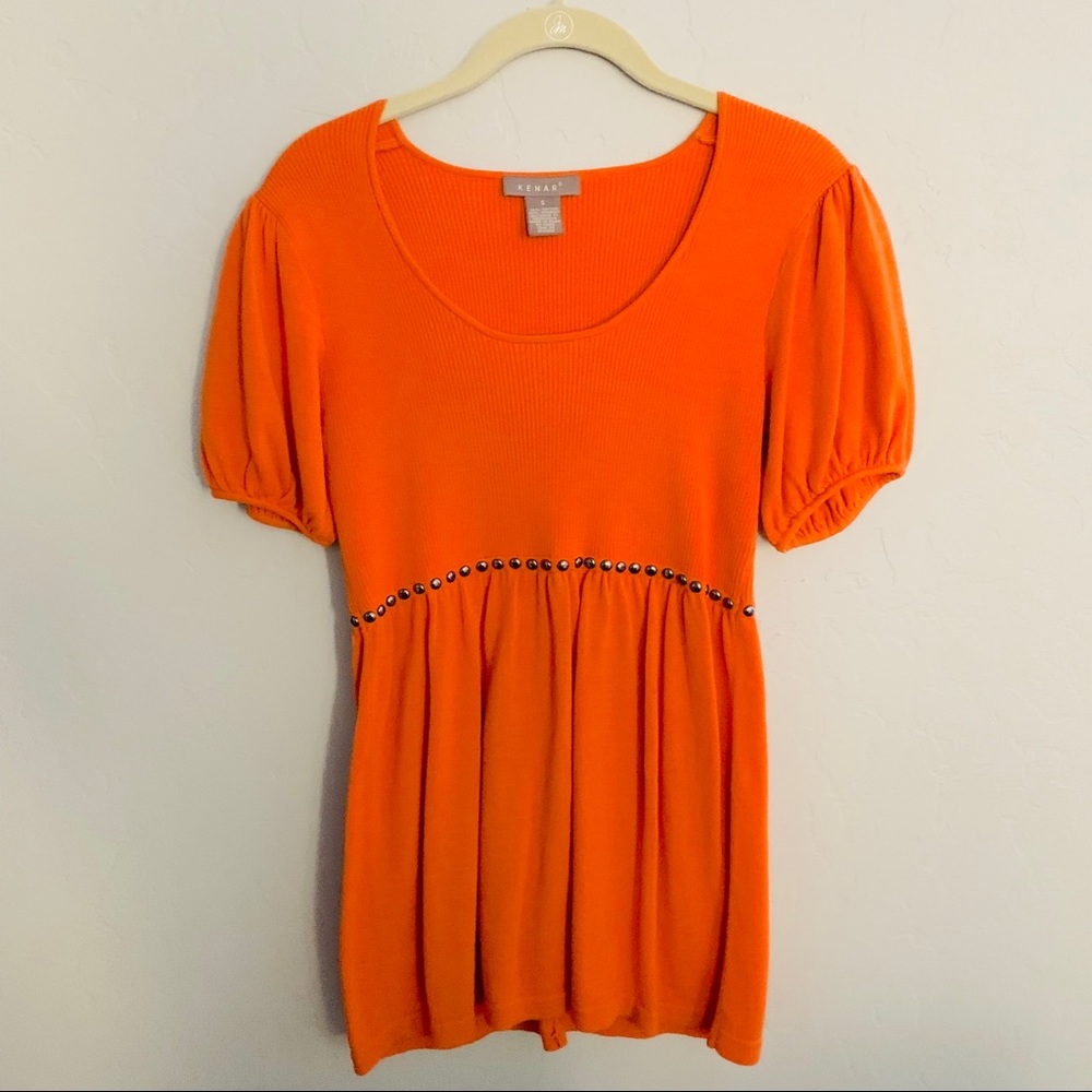 Kenar Orange Studded Blouse Small